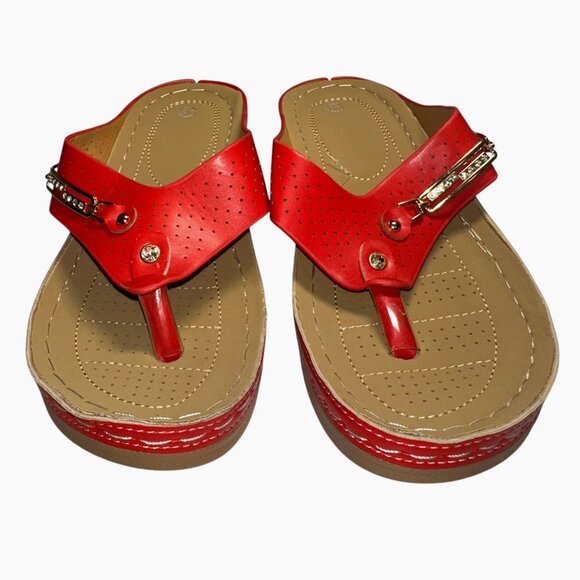 TWO 2 Pair Comfy Ortho Wedge Sandals 38 (7-7.5) - Soft Glam Cutout Slip-Ons - Picture 7 of 9